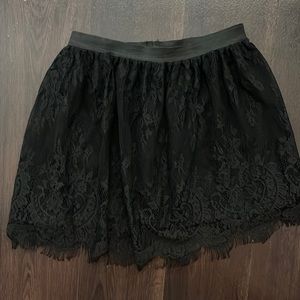 Black lace mini skirt with stretchy waistband